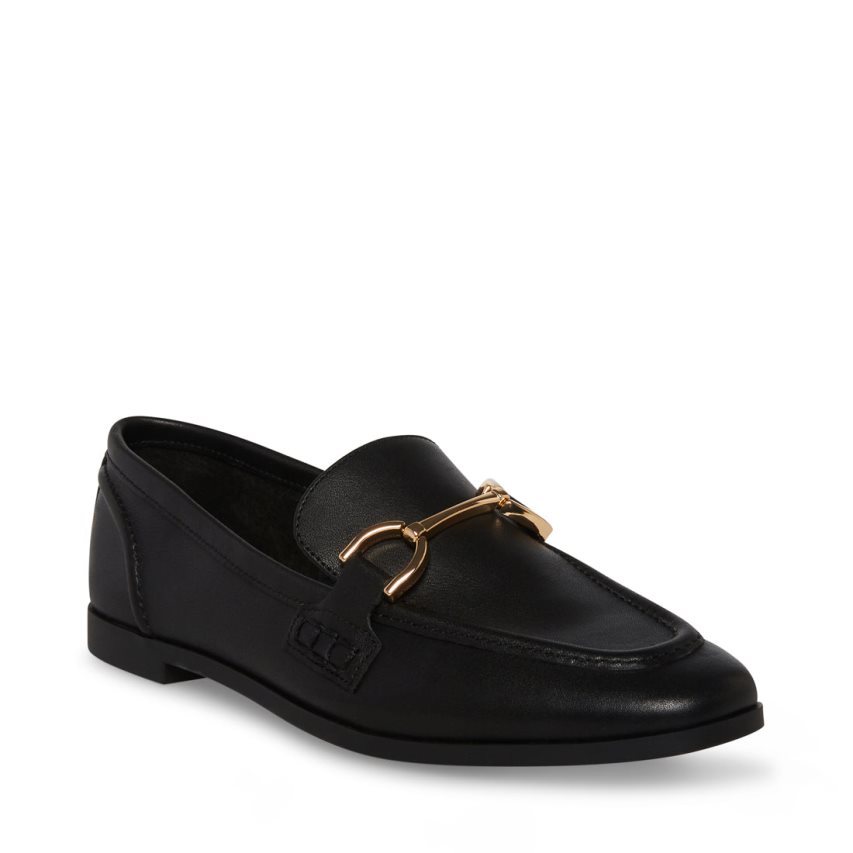 Black Steve Madden Carrine Leather Women's Loafers | PH 4972JME